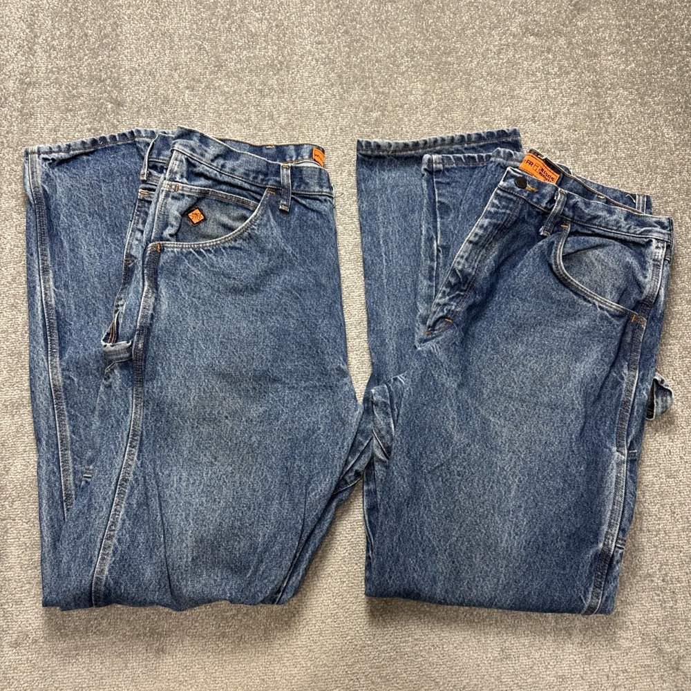 Lot Of 2 Wrangler Riggs 36x36 FR Fire Resistant Jeans Blue Workwear